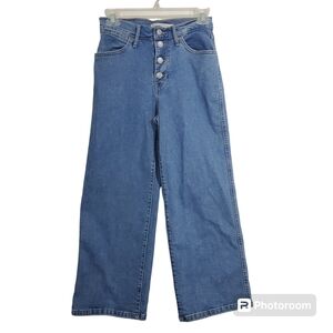 Levi's Jeans Mile High Cropped Wide Leg Button Fly Denim Size 25 Boho Y2K Baggy